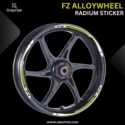Alloy Wheel Radium Sticker for FZ | Made in Premium Radium with FPF (Fade Protection Film), Waterproof, Precut Sticker, Pack Of 12